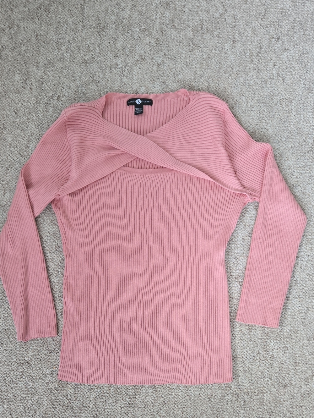 Ashley Stewart Plus Size 26/28 Pink Cutout Ribbed Knit Sweater - Picture 2 of 8